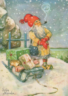 SANTA CLAUS Happy New Year Christmas GNOME Vintage Postcard CPSM #PBL838.A - Santa Claus