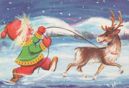 PAPÁ NOEL Feliz Año Navidad GNOMO Vintage Tarjeta Postal CPSM #PBL834.A - Santa Claus