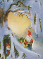 BABBO NATALE Buon Anno Natale GNOME Vintage Cartolina CPSM #PBL860.A - Santa Claus