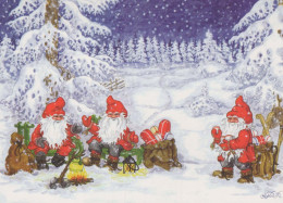 SANTA CLAUS Happy New Year Christmas GNOME Vintage Postcard CPSM #PBL783.A - Santa Claus
