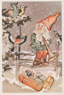 SANTA CLAUS Happy New Year Christmas GNOME Vintage Postcard CPSM #PBL683.A - Santa Claus
