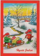 WEIHNACHTSMANN SANTA CLAUS Neujahr Weihnachten GNOME Vintage Ansichtskarte Postkarte CPSM #PBL787.A - Santa Claus