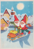 SANTA CLAUS Happy New Year Christmas GNOME Vintage Postcard CPSM #PBL728.A - Santa Claus