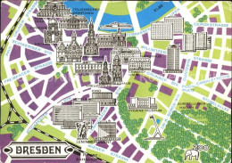 71935576 Dresden Karte Leninmonument Kreuzkirche Schloss Zwinger Dresden - Dresden