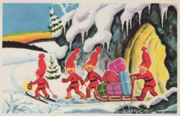 BABBO NATALE Buon Anno Natale GNOME Vintage Cartolina CPSMPF #PKG451.A - Santa Claus