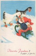 BABBO NATALE Buon Anno Natale GNOME Vintage Cartolina CPSMPF #PKD852.A - Santa Claus