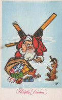 BABBO NATALE Buon Anno Natale GNOME Vintage Cartolina CPSMPF #PKD922.A - Santa Claus