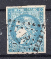 BORDEAUX N°46 B 20c Bleu Foncé Oblitéré Losange PC 2518 - 1870 Bordeaux Printing