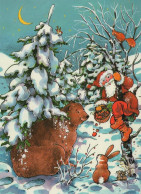 WEIHNACHTSMANN SANTA CLAUS TIERE WEIHNACHTSFERIEN Vintage Postkarte CPSM #PAK476.DE - Santa Claus