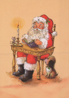 PAPÁ NOEL PERRO NAVIDAD Fiesta Vintage Tarjeta Postal CPSM #PAK674.ES - Santa Claus