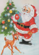 PAPÁ NOEL Animales NAVIDAD Fiesta Vintage Tarjeta Postal CPSM #PAK538.ES - Santa Claus