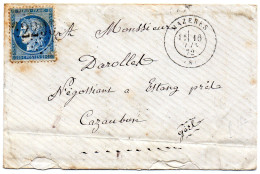 Ariège - Env Sans Corr Affr N° 60A Obl GC 2295 Tàd Type 17 Mazères - 1849-1876: Klassik