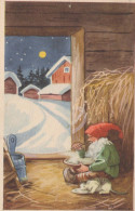 PAPÁ NOEL Feliz Año Navidad Vintage Tarjeta Postal CPSMPF #PKG375.ES - Santa Claus