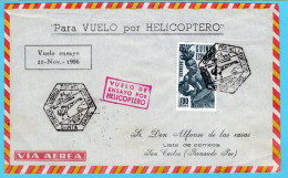 SPANISH GUINEA Helicopter Flight Cover 1956 Santa Isabel To San Carlos - Guinea Española