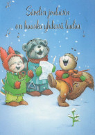 Happy New Year Christmas TEDDY BEAR Vintage Postcard CPSM #PAU903.GB - Neujahr