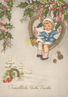 Happy New Year Christmas CHILDREN HORSESHOE Vintage Postcard CPSM #PAU032.GB - Neujahr