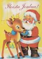 SANTA CLAUS ANIMALS CHRISTMAS Holidays Vintage Postcard CPSM #PAK537.GB - Santa Claus