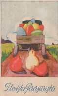 PÂQUES FLEURS POULET ŒUF Vintage Carte Postale CPA #PKE458.FR - Pâques