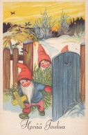 Bonne Année Noël GNOME Vintage Carte Postale CPSMPF #PKD383.FR - Neujahr
