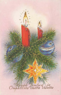 Bonne Année Noël BOUGIE Vintage Carte Postale CPSMPF #PKD077.FR - New Year