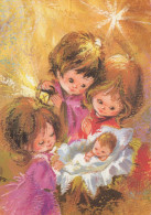 BAMBINO Scena Paesaggio Gesù Bambino Vintage Cartolina CPSM #PBB547.IT - Scènes & Paysages