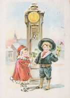 Buon Anno Natale BAMBINO OROLOGIO DA TAVOLO Vintage Cartolina CPSM #PAU036.IT - Nouvel An