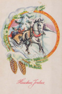 Happy New Year Christmas HORSE Vintage Postcard CPSMPF #PKG441.GB - Nouvel An