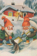 Happy New Year Christmas GNOME Vintage Postcard CPSMPF #PKD444.GB - Anno Nuovo