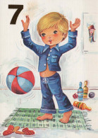 HAPPY BIRTHDAY 7 Year Old BOY CHILDREN Vintage Postal CPSM #PBT771.GB - Birthday