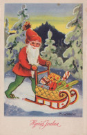 BABBO NATALE Buon Anno Natale Vintage Cartolina CPSMPF #PKG313.IT - Santa Claus