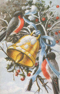 Buon Anno Natale UCCELLO BELL Vintage Cartolina CPA #PKE837.IT - New Year