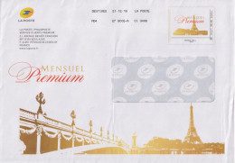 Enveloppe Entier Monde 250g Mensuel Premium Cadre Phil@poste Avec Tour Eiffel Datée 21.12.18, Destinéo - Pseudo-entiers Officiels