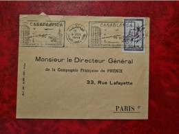 LETTRE  MAROC CASABLANCA FLAMME PORTE DU MAROC POUR PARIS DELEGATION DU PHENIX ASSURANCES - Maroc (1956-...)