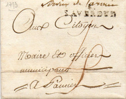 Ariège - LSC (mention Archivage 29/07/1793) En Port-dû Marque 8./SAVERDUN - 1801-1848: Vorläufer XIX