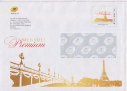 Enveloppe Entier Monde 250g Mensuel Premium Cadre Phil@poste Avec Tour Eiffel Et Pont Alexandre - Pseudo-interi Di Produzione Ufficiale