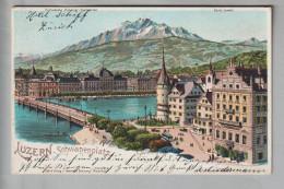 CH LU Luzern Schwanenplatz 1902-05-03 Litho C.Steinmann/H.Schlumpf #2098 - Luzern