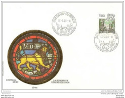 249 - 9 - Enveloppe Suisse Avec Timbre "Signes Du Zodiaque" Lion - Oblit Illustrée De Champ-du-Moulin 1983 - Astrologie