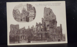 114 . CARTE PANORAMIQUE  . ARRAS . AVANT ET APRES LA GUERRE . L HOTEL DE VILLE ET LE BEFFROI . GRAND FORMAT . 18 X 14 - Arras