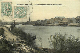 - Maine Et Loire -ref-B147- Chalonnes Sur Loire - Pont Suspendu Et Quai Notre Dame - Carte Toilée Colorisée - - Chalonnes Sur Loire