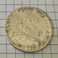 Piece ARGENT 1915 2 F Semeuse FRANCE 2 FRANCS 10.07 Gr - 2 Francs