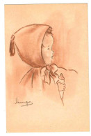 Cpa Enfant . Portrait Sanguine . Illustrateur - Portretten