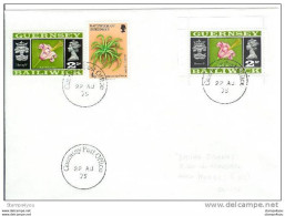 233 - 9 - Enveloppe De Guernsey 1975 - 1 Timbre Découpé Carnet - Guernesey