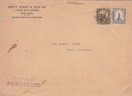 UNITED STATES: 1927: REGISTERED  VIA NEW YORK - TIMISOARA, To Arad Romania - Briefe U. Dokumente