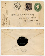 France 1899 Cover - 2c. Washington Postal Envelope W/ 25c. Sage Stamp; Elbeuf To Philadelphia, PA - 1876-1898 Sage (Tipo II)