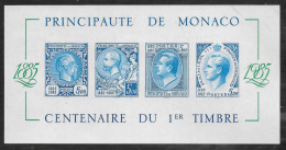 MONACO 1985 - BLOC 33** - NON DENTELE - CENTENAIRE DU 1er TIMBRE - Blocs