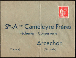 Sté Ame Cameleyre Frères Pêcheries Conserverie Arcachon Enveloppe Retour Non Utilisée - Covers & Documents