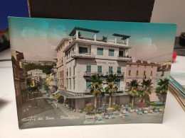 Cartolina Bordighera Prov Imperia ,piazza Della  Stazione E Corso Italia,pensione Palme 1958 - Imperia