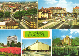 HRADEC KRALOVE, MULTIPLE VIEWS, ARCHITECTURE, CAR, PARK, BUS, CAR, CZECH REPUBLIC, POSTCARD - Tchéquie