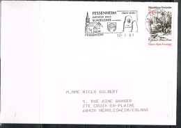 PO-BO L 9 - FRANCE Flamme Illustrée Sur Lettre De FESSENHEIM Jumelée Avec SCHOELCHER Martinique 1987 - Mechanische Stempels (reclame)
