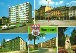 RUMBURK, MULTIPLE VIEWS, ARCHITECTURE, EMBLEM, CARS, PARK, SCULPTURE, CZECH REPUBLIC, POSTCARD - Czech Republic